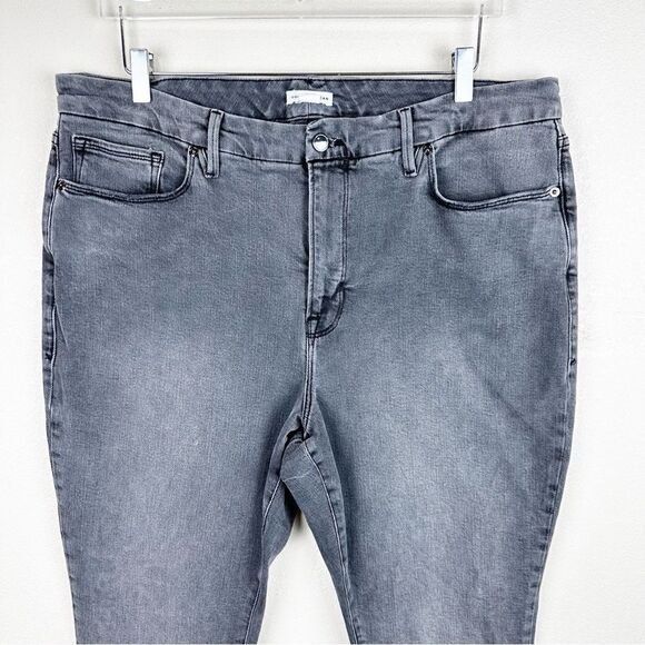 Good American Grey Skinny Tapered Crop Jeans Stretch Size 18 - Picture 2 of 8